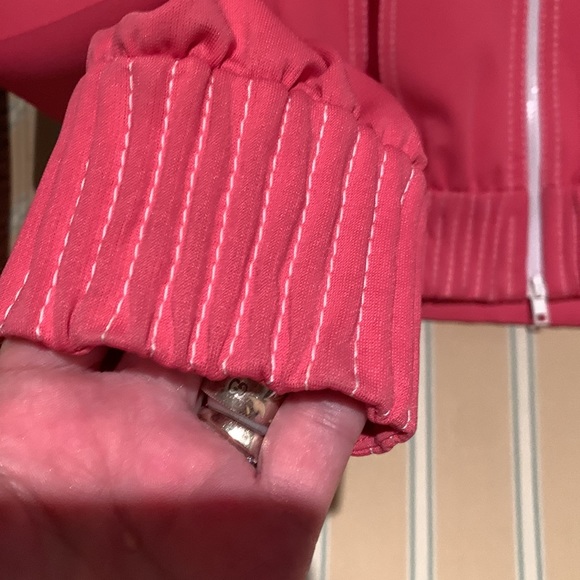 VALENTINO PANELED JACKET SALMON PINK RED ZIPPER FRONT HIGH NECK ITALIAN FABRIC 6 - Picture 8 of 15